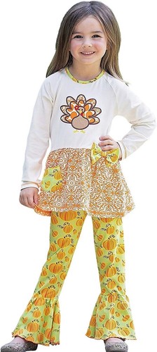 Ann Loren BNWT Girl’s Thanksgiving Outfit Turkey & Pumpkin Dress Size 7/8 - Picture 4 of 6