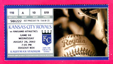 8/28/02 A'S/ROYALS TICKET STUB-PART OF A'S 20 CONSECUTIVE WINS STREAK