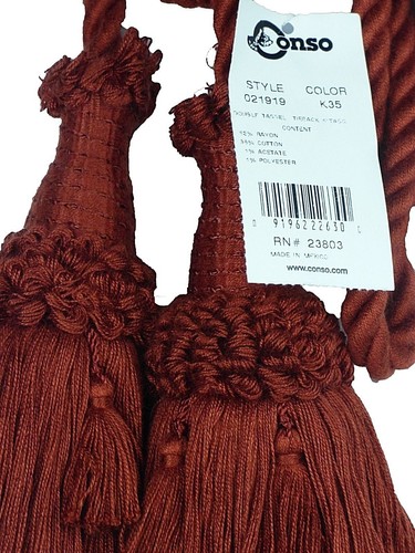 Conso Trims Empress 21919 Tassel Drapery Curtain Tieback 6" Tassels 30" Spread - Picture 22 of 31