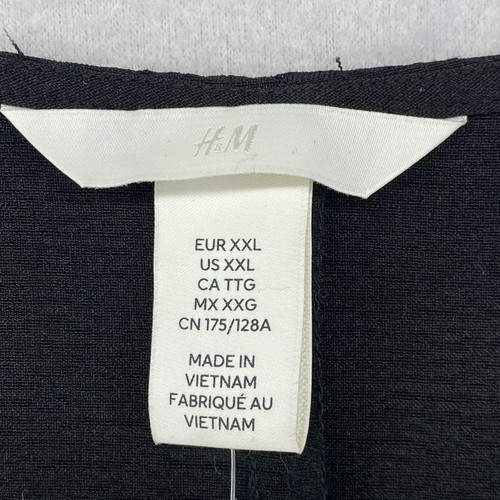 H&M Dress 2XL Recycled Polyester Shift Tunic Mini V-Neck Long Sleeve Black NEW - Picture 4 of 10