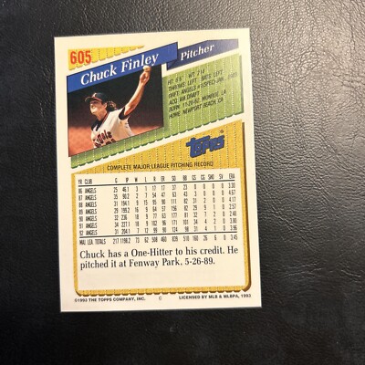 Cns 1993 Topps Gold #605 Chuck Finley, California Angels