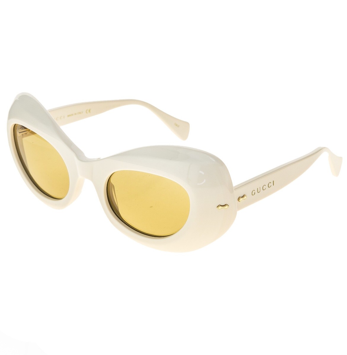 GUCCI 0990 Ivory White Yellow Oval Retro Fashion Designer