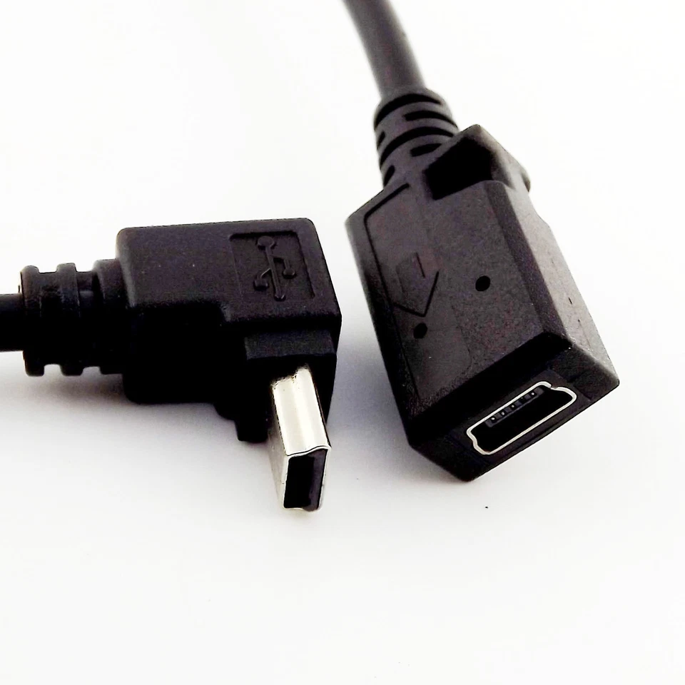 10pcs Mini USB 5 Pin Female To Male Down Angle Extension Data Adapter Lead Cable - Image 3 of 4