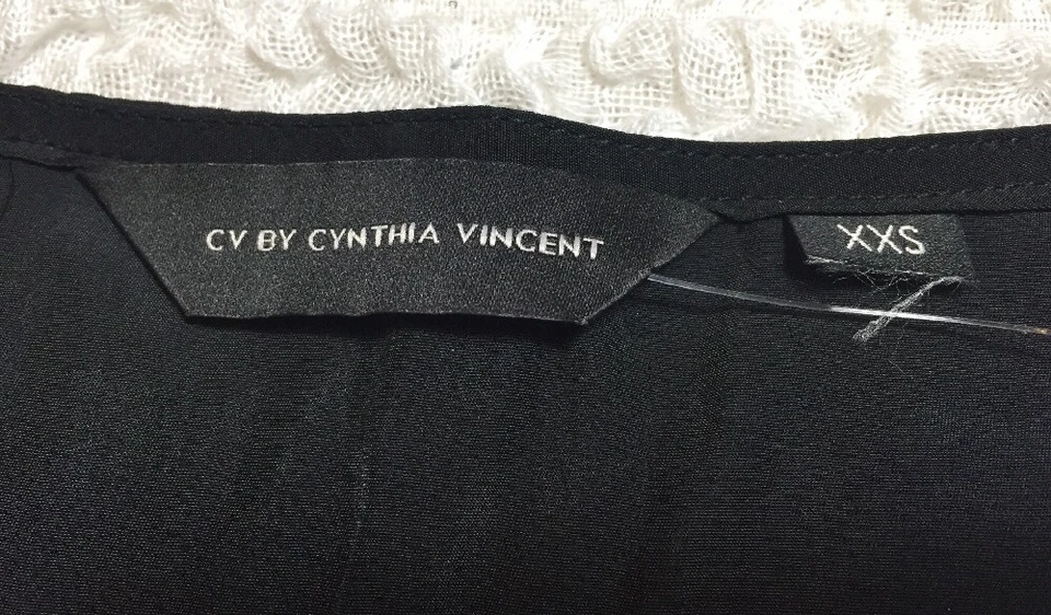 CV на CYNTHIA VINCENT SZ XXS платье Shift выше колена черный короткий рукав бисером - Изображение 4 из 4