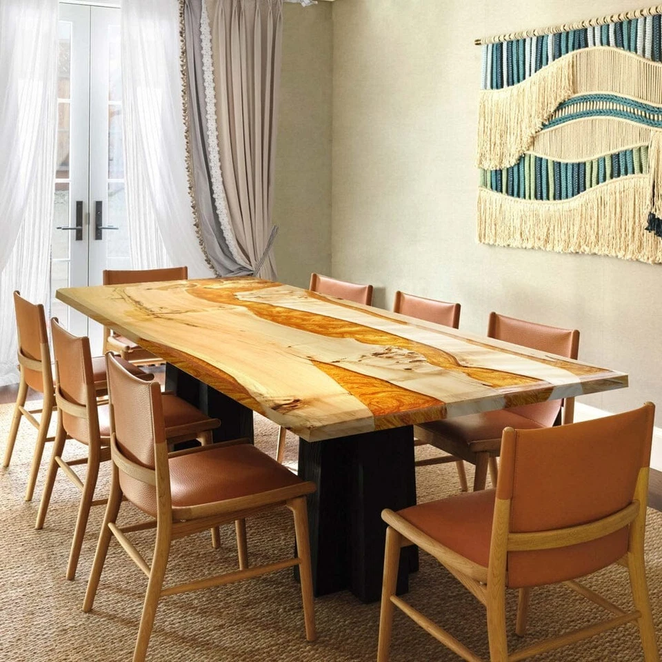 Custom Poplar Luxury Epoxy Resin Dining Table - Natural Charm Meets Modern Desig - Image 2 of 4