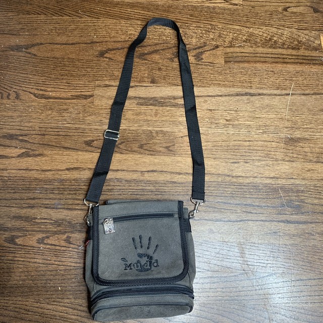 VTG Mudd Gray Fabric Crossbody Bag Purse Multi Pocket eBay