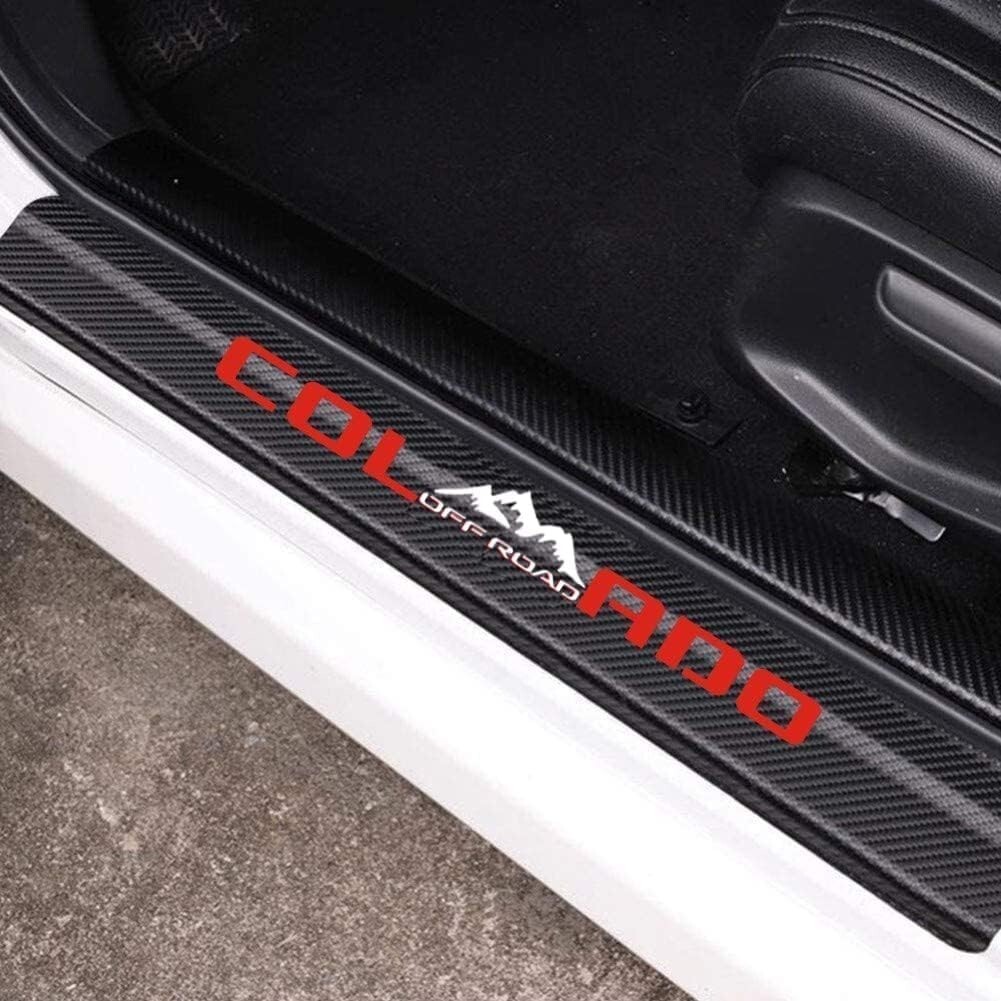 4Pcs Car Door Sill Protector Reflective 4D Colorado Carbon Fiber Entry Guard