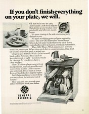 1969 G-E General Electric dishwasher Vintage Print Ad