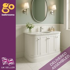 1200mm Traditional White Vanity Unit with Marble Top & Ceramic Basin