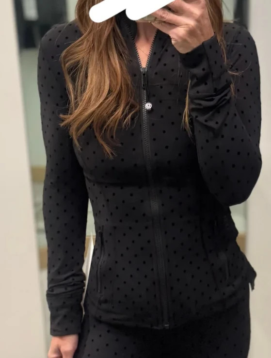 LULULEMON DEFINE JACKET NULU~FLOCKED~POLKA FLOCK BLACK~0~2~4~6~8
