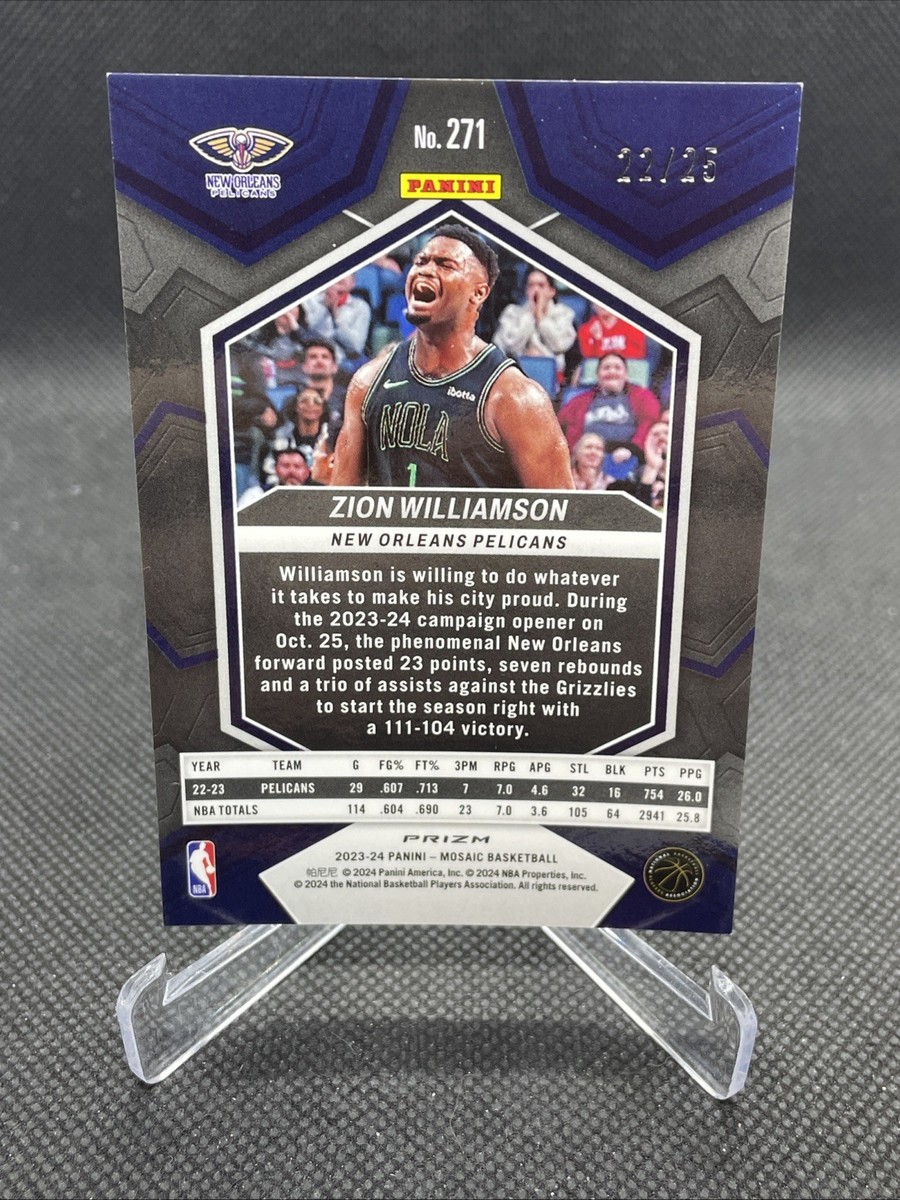 2023-24 Mosaic Zion Williamson Orange Fluorescent #/25 #271 SP