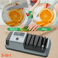 5-in-1 Electric Knife Sharpener-3 Rotational Speed Adjustable Knife Sharpener