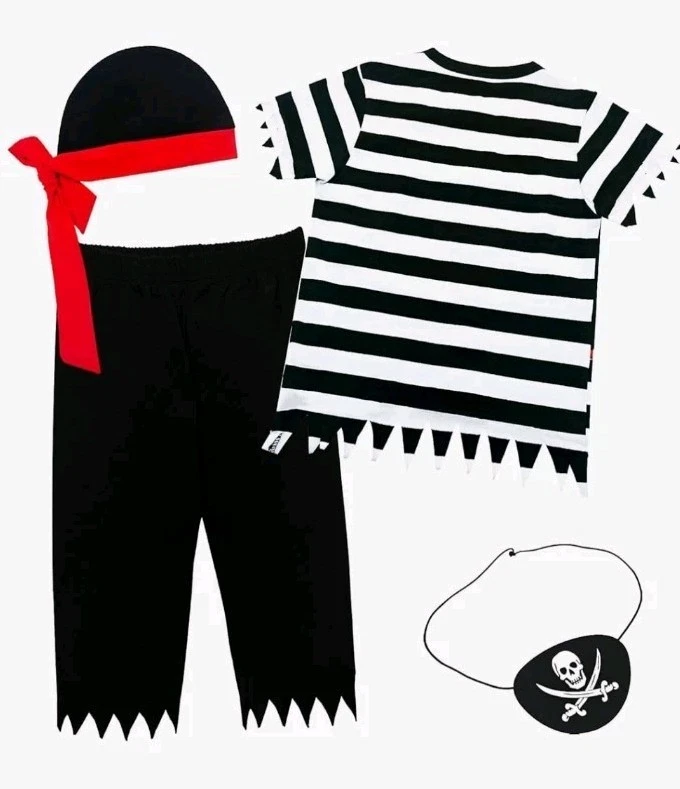 Disfraz de pirata para niños pequeños 4T - 4 piezas con parche para ojos Halloween tiempo de juego ¡NUEVO! Foto 2 de 4