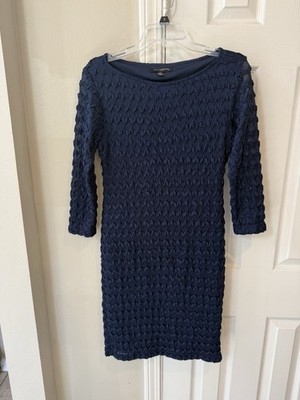 Sharagano Women's Dress Midi Navy Blue Size 8.  Textured, Stretchy