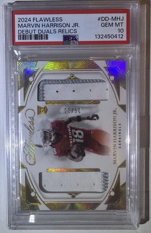 2024 impecable Marvin Harrison Jr. Debut Duals Relic-PSA Gem Mint 10 Foto 4 de 4