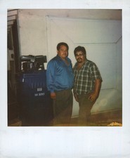 Old Vintage Photo COLOR POLAROID PAIR DUO MEN IN ROOM INSTANT PHOTOGRAPH