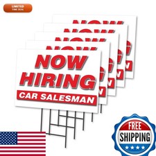 5 Pack 12" x 16" Car Salesman Yard Sign & Stake Made in USA