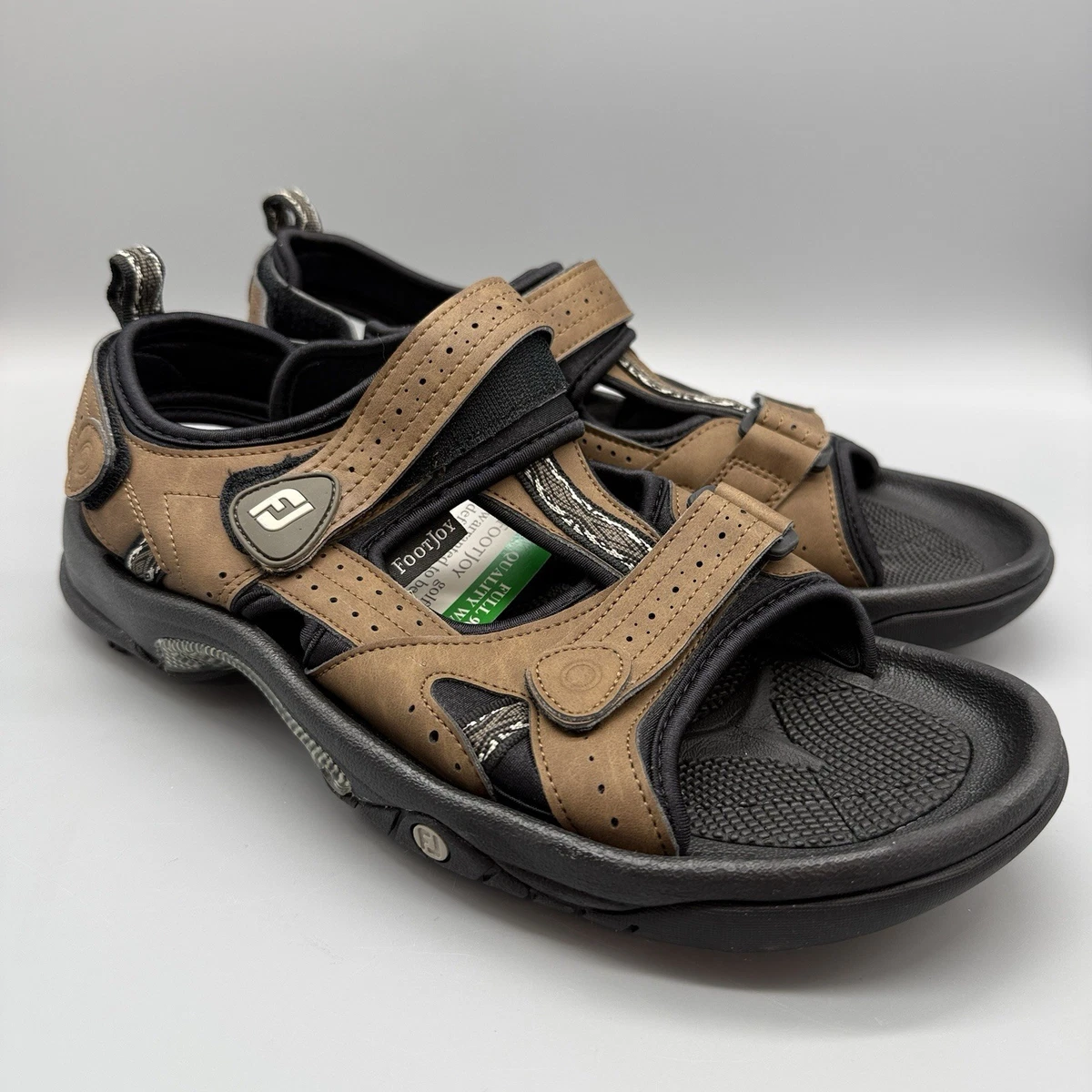 Footjoy Greenjoys Brown Leather Golf Sandals with Adjustable Heel Strap Sz 10 FootJoy GreenJoys Golf Sandals in Tan, Size 12 - Walmart.com main image 3