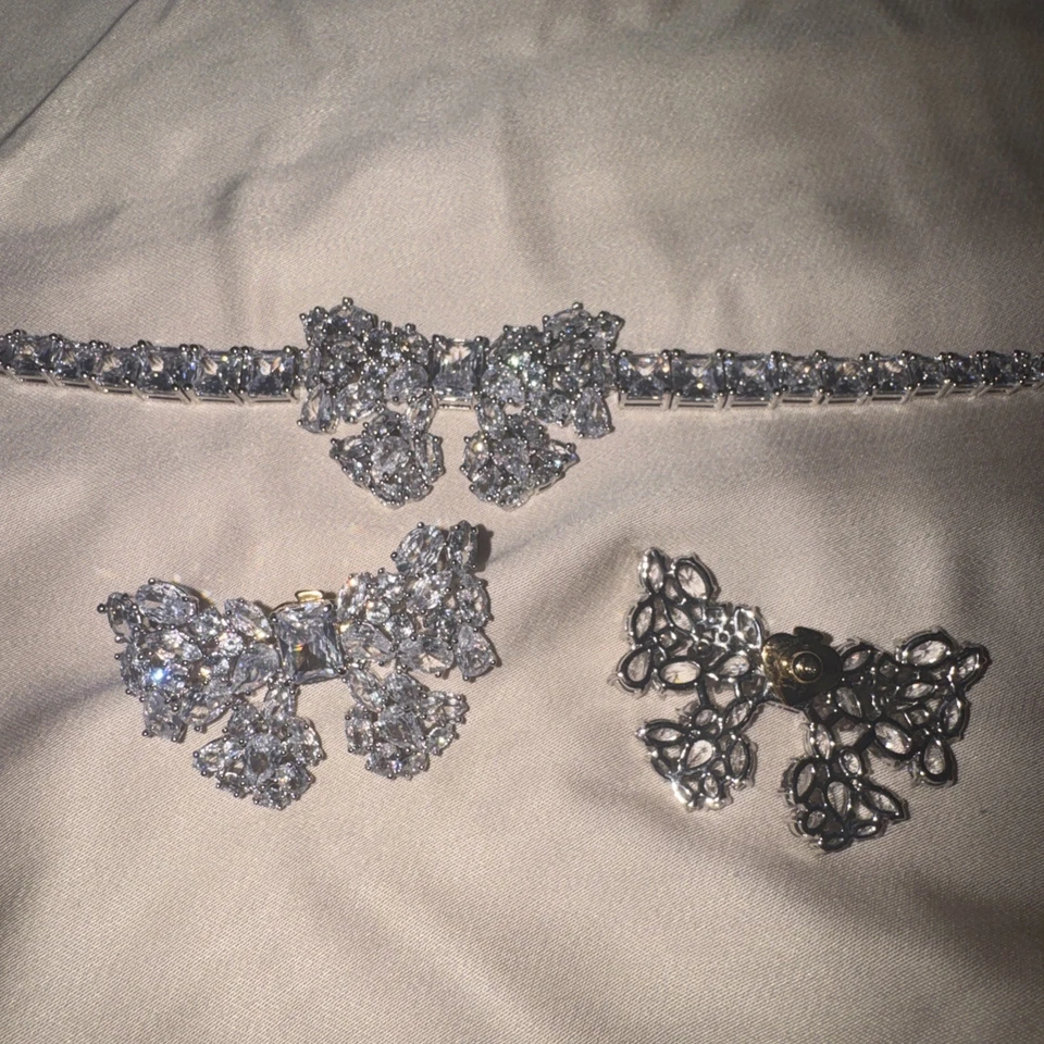 Kate Spade Bow Cubic Zirconia Jewelry Set With Bracelet And Earrings Pre-Owned - Image 2 of 4