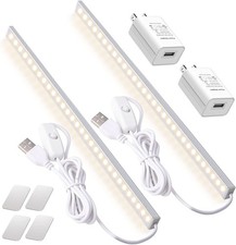 2Pack LED Under Cabinet Light Bar with USB Powered 12", White