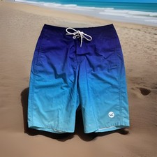 Hollister Men  s Size 28 Blue Ombr  3 Pockets Beach Boardshorts Bathing Suit