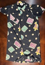 Saint Pierre vintage Colorful Graphic Button-Up Dress 100% silk