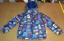Polo Ralph Lauren Kids VARSITY PRINT Down Hooded Puffer Jacket Size Medium 10-12