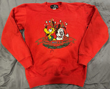 Vintage 90s Disney Originals Mickey Pluto Christmas Sweatshirt Made USA Red Med