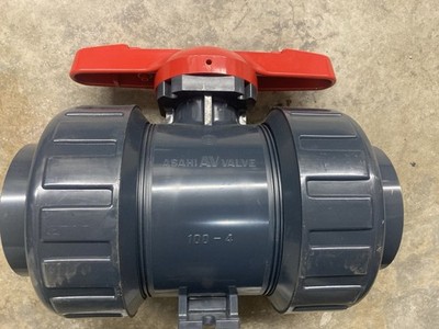 4  PVC Sch80 FKM True Union Ball Valve Socket Connections 1606040 Asahi