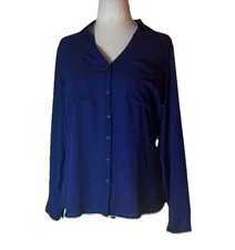 EXPRESS The Portofino Shirt with Pockets BRIGHT NAVY BLUE Size Large