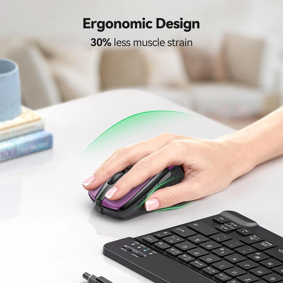 TECKNET Wireless Mouse, 2.4G Ergonomic Optical Mouse, Computer Mouse for Laptop - Image 4 of 4