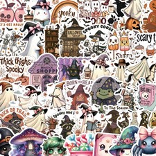 131-Count Premium Halloween Stickers - Moody Ghost, Witch Pumpkin Ghoulish