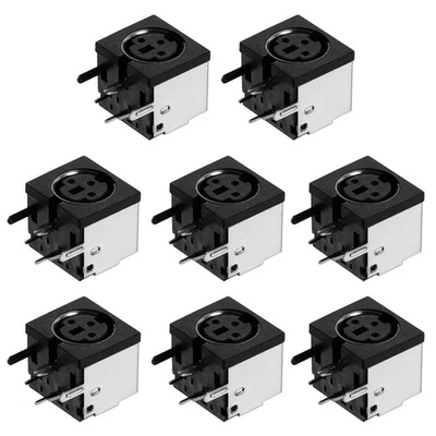 8Pcs Connecteur DIN Femelle 3 Broches pour S-video, Montage PCB, Noir - Photo 1/4