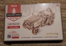 ROKR ROBOTIME Car Model Kit 3D Puzzles Army Field Jeep DIY Wooden Crafts 