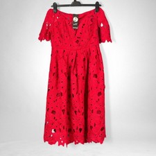 Boohoo Red Lace Off-Shoulder Dress – Brand New With Tags – UK 12