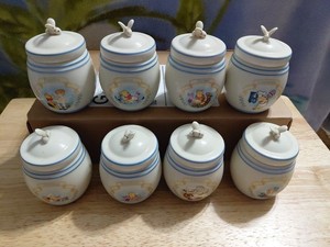 8 Vintage Lenox Disney Winnie The Pooh Pantry Spice Jars 2000 Gently Used