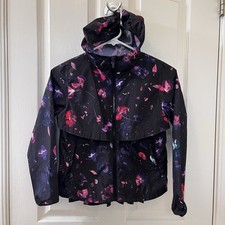 All In Motion Black Floral Windbreaker Jacket Girls Size Medium 7-8