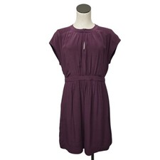 Madewell Plum Silk Short Sleeve Dress Womens Size 2 Pockets Silk Pary