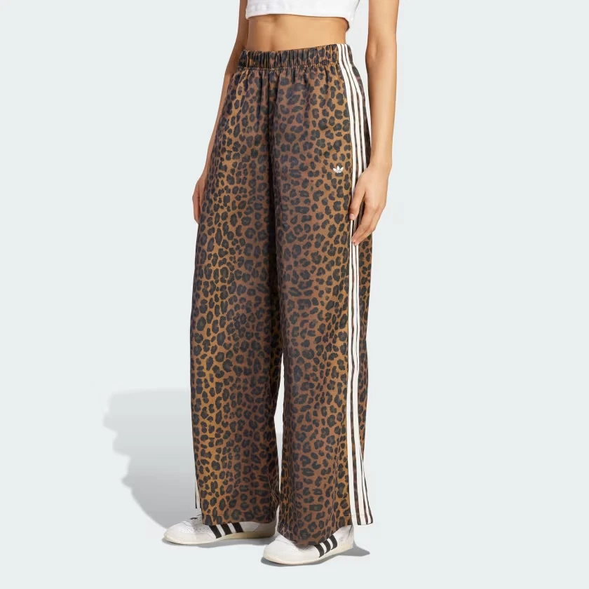 adidas Originals Women's Wide Leg Satin Leopard Track Pants KA2666