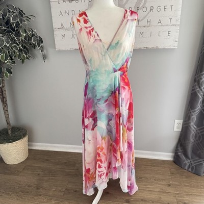 Calvin Klein Dress Womens 6 Floral Chiffon Maxi Fit & Flare Lined Fairy Romantic