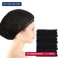 100 Pcs Disposable Hair Caps 21 Inch Bouffant Elastic,Black Nonwoven Fabric wi
