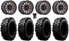 Fuel Cycle 15" Wheels Bronze +10mm 29" Carnivore Tires Kawasaki Teryx Mule