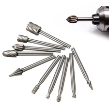 10x 1/8in Shank HSS Rotary Burr File Rasp Drill Bits Cut Tools For Wood Carving