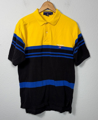 Vintage Mens L Polo Sport Ralph Lauren Rugby Multicolored Striped Shirt Pique