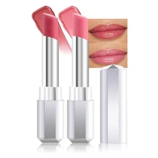 Tinted Lip Balm 2Pc DustyPink Hydrating Sheer Moisturizing Glossy Lipstick Women