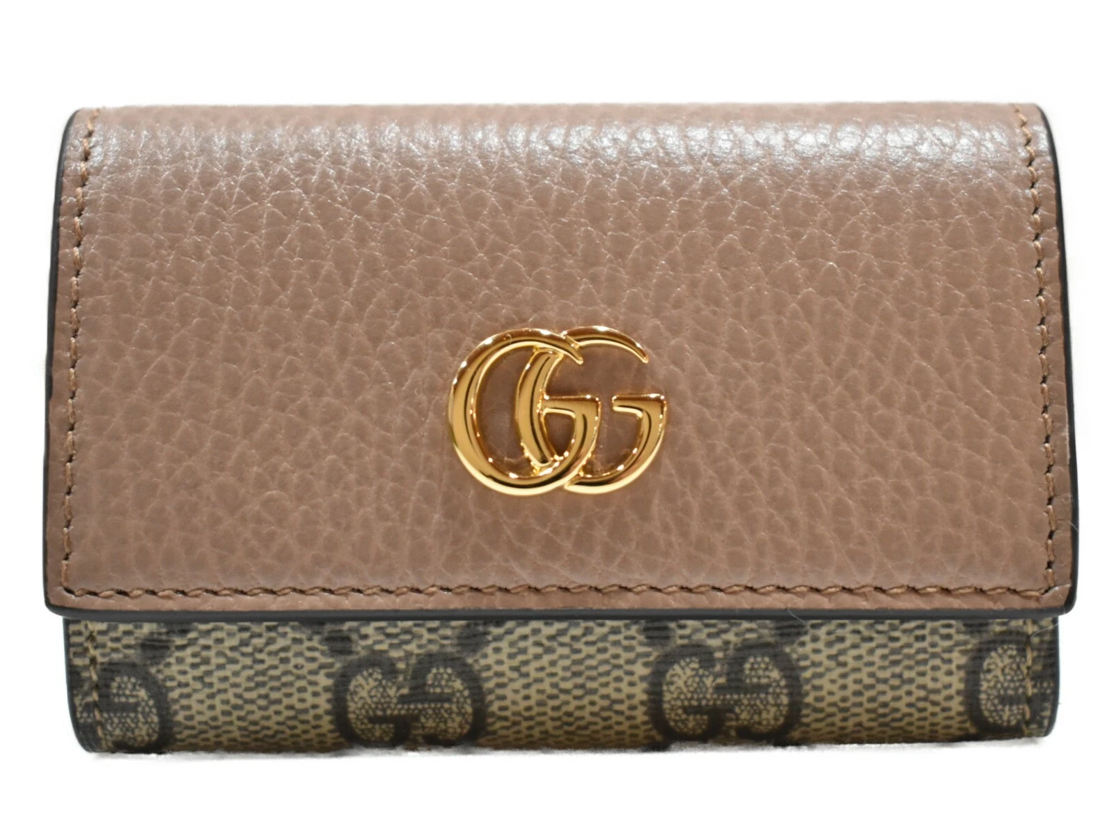 Boîte avec sac en tissu Gucci Gg Marmont étui à clés en cuir 456118 rose beige suprême C