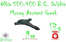 Ancient Greek Authentiq Bronze Coin Olbia 500-400 B.C. Dolphin #33439