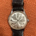Timex Vintage Manual Wind Dress Watch Silver Dial Chrome Plated Bezel Black Band