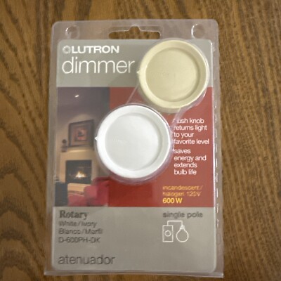 Lutron Rotary Dimmer D-600PH-DK White/Ivory Single Pole Incandescent 600W