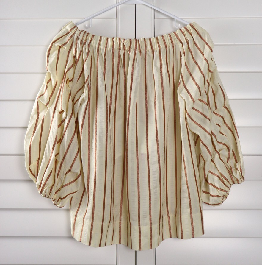 ALTRA Top blusa L'AUTRE CHOICE nuovo con etichette $358 a righe metallizzate Morbido spalle scoperte taglia 42